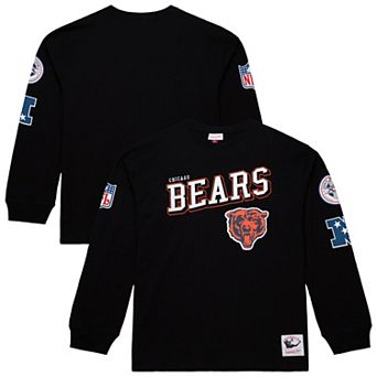 Men's Mitchell & Ness Black Chicago Bears Training Camp Vintage Logos Long Sleeve T-Shirt