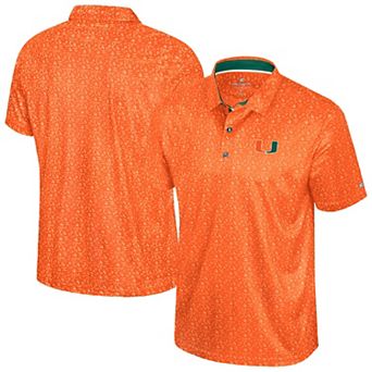 Men's Colosseum Orange Miami Hurricanes Football Print Polo