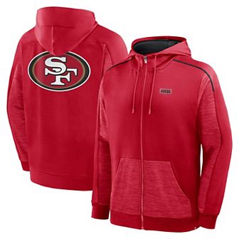 Men's Fanatics Scarlet San Francisco 49ers Checkdown Pass Full-Zip Hoodie
