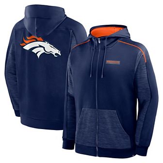 Men's Fanatics Navy Denver Broncos Checkdown Pass Full-Zip Hoodie