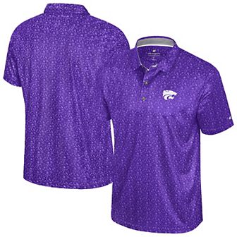 Men's Colosseum Purple Kansas State Wildcats Football Print Polo