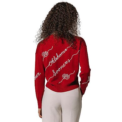 Women's Crimson Oklahoma Sooners Love Note Embroidered Pullover Sweater