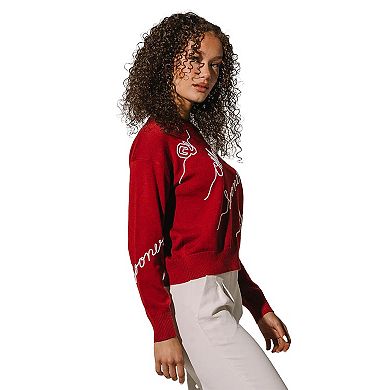 Women's Crimson Oklahoma Sooners Love Note Embroidered Pullover Sweater