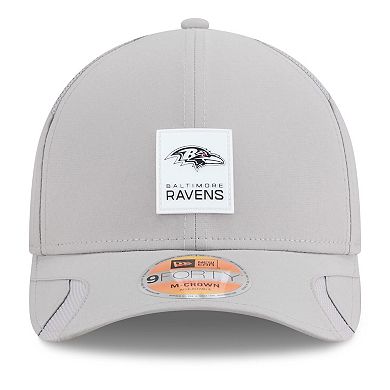 Men's New Era Gray Baltimore Ravens 2025 Sideline M-Crown 9FORTY Adjustable Hat