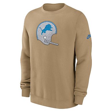 Men's Nike Tan Detroit Lions Swing Pass Rewind Club Pullover Sweatshirt