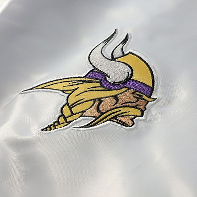 Women's Mitchell & Ness White Minnesota Vikings Plus Size Full-Snap Satin Jacket