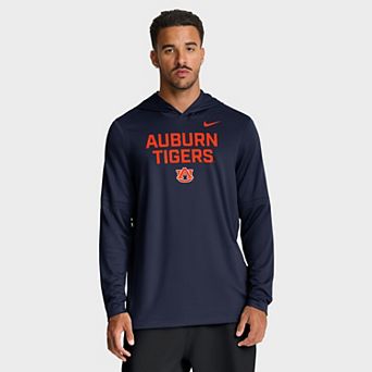 Men's Nike Navy Auburn Tigers 2025 Sideline Dri-FIT Long Sleeve Hoodie T-Shirt