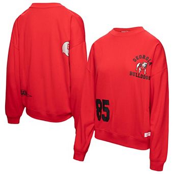 Women's Mitchell & Ness Red Georgia Bulldogs Multi-Hit Crewneck Pullover Sweatshirt