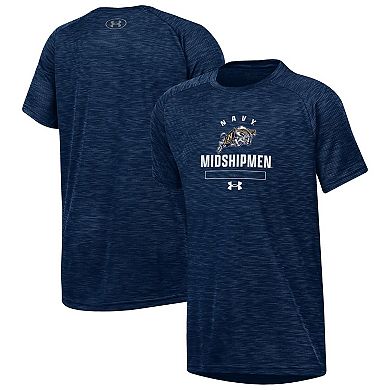 Youth Under Armour Heather Navy Navy Midshipmen Ultra Soft Rye Tech Performance T-Shirt