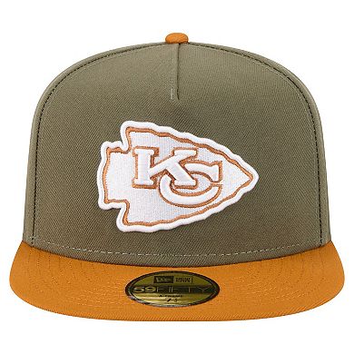 Men's New Era Olive/Brown Kansas City Chiefs Color Pack A-Frame 59FIFTY Fitted Hat