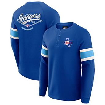 Men's Darius Rucker Collection by Fanatics Royal Texas Rangers Waffle-Knit Raglan Long Sleeve Henley T-Shirt