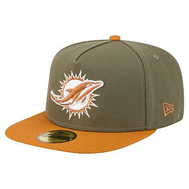 Men's New Era Olive/Brown Miami Dolphins Color Pack A-Frame 59FIFTY Fitted Hat