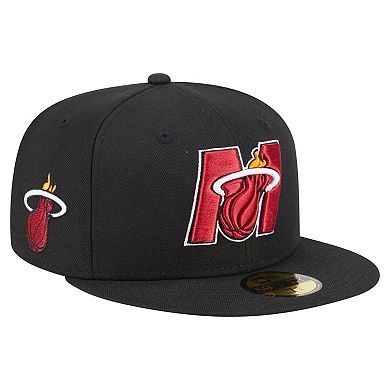 Men's New Era Black Miami Heat Deceptor 59FIFTY Fitted Hat