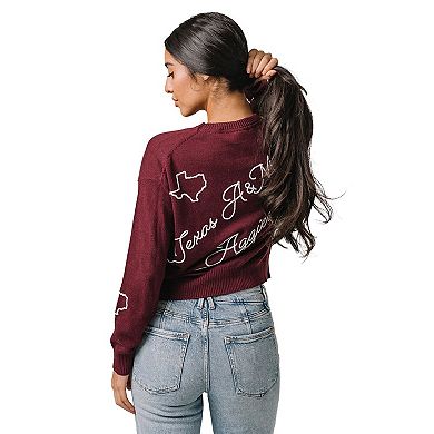 Women's Maroon Texas A&M Aggies Love Note Embroidered Pullover Sweater