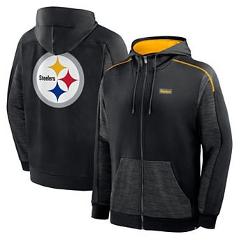 Men's Fanatics Black Pittsburgh Steelers Checkdown Pass Full-Zip Hoodie