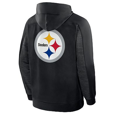 Men's Fanatics Black Pittsburgh Steelers Checkdown Pass Full-Zip Hoodie