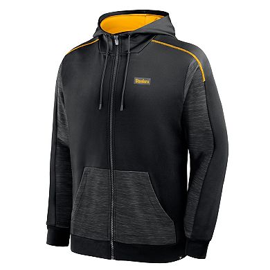 Men's Fanatics Black Pittsburgh Steelers Checkdown Pass Full-Zip Hoodie