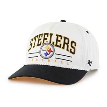 Men's '47 White/Black Pittsburgh Steelers Roscoe Two-Toned Hitch Adjustable Hat