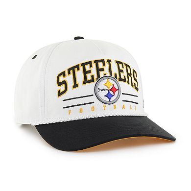 Men's '47 White/Black Pittsburgh Steelers Roscoe Two-Toned Hitch Adjustable Hat