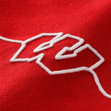 Women's Red Wisconsin Badgers Love Note Embroidered Pullover Sweater