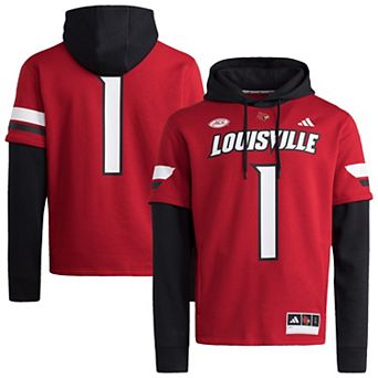 Men's adidas Red Louisville Cardinals Jersey Pullover Hoodie