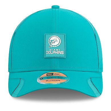 Men's New Era Aqua Miami Dolphins 2025 Sideline Throwback M-Crown 9FORTY Adjustable Hat
