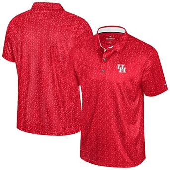 Men's Colosseum Red Houston Cougars Football Print Polo