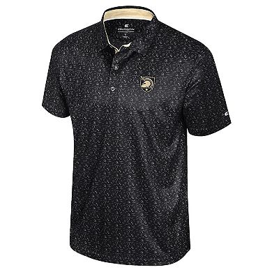 Men's Colosseum Black Army Black Knights Football Print Polo