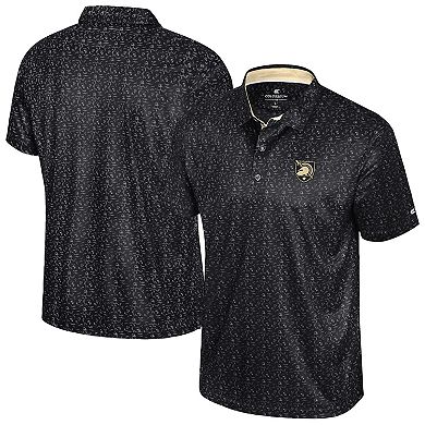 Men's Colosseum Black Army Black Knights Football Print Polo
