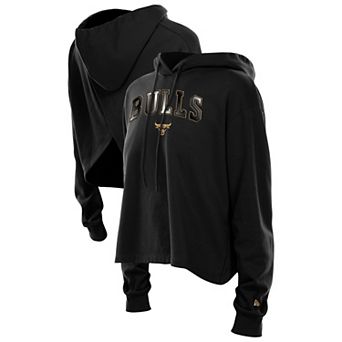 Women's New Era Black Chicago Bulls Glam Game Open Back Hoodie