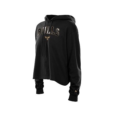 Women's New Era Black Chicago Bulls Glam Game Open Back Hoodie