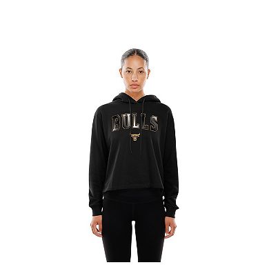 Women's New Era Black Chicago Bulls Glam Game Open Back Hoodie