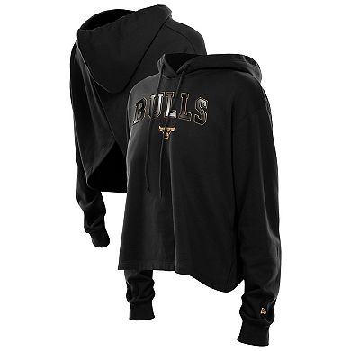 Women's New Era Black Chicago Bulls Glam Game Open Back Hoodie