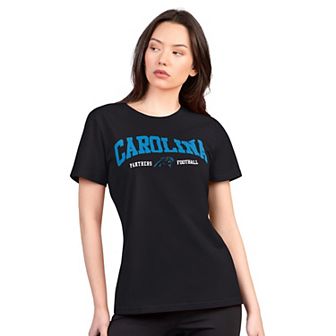 Women's G-III 4Her by Carl Banks Black Carolina Panthers Super-Slim Lightweight Winning Crew T-Shirt
