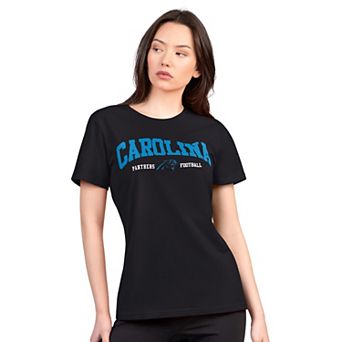 Women's G-III 4Her by Carl Banks Black Carolina Panthers Super-Slim Lightweight Winning Crew T-Shirt
