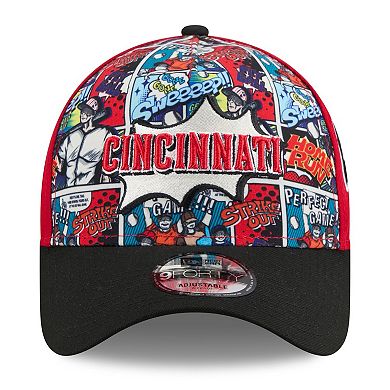 Youth New Era Red/Black Cincinnati Reds 2025 MLB Diamond Hero Edition A-Frame 9FORTY Adjustable Hat