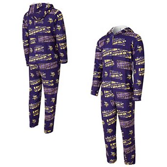 Men's Concepts Sport Purple Minnesota Vikings Shuffle All-Over-Print Microfleece Full-Zip Union Suit