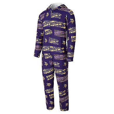 Men's Concepts Sport Purple Minnesota Vikings Shuffle All-Over-Print Microfleece Full-Zip Union Suit