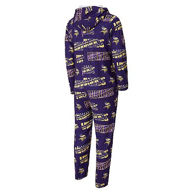 Men's Concepts Sport Purple Minnesota Vikings Shuffle All-Over-Print Microfleece Full-Zip Union Suit