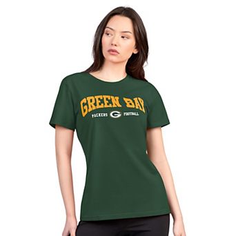Women's G-III 4Her by Carl Banks Green Green Bay Packers Super-Slim Lightweight Winning Crew T-Shirt