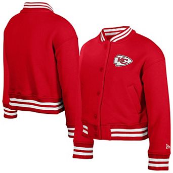 Youth New Era Red Kansas City Chiefs Chenille Applique Fleece Full-Snap Jacket