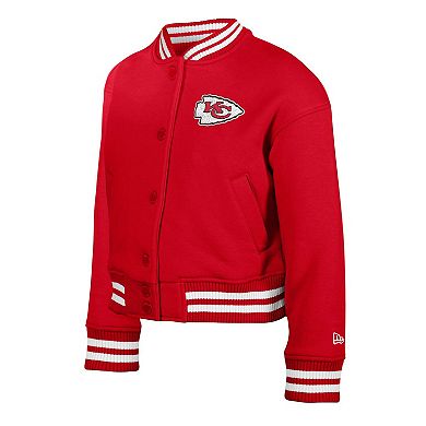 Youth New Era Red Kansas City Chiefs Chenille Applique Fleece Full-Snap Jacket
