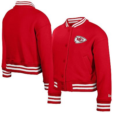 Youth New Era Red Kansas City Chiefs Chenille Applique Fleece Full-Snap Jacket