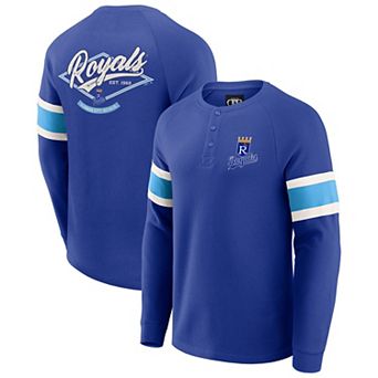 Men's Darius Rucker Collection by Fanatics Royal Kansas City Royals Waffle-Knit Raglan Long Sleeve Henley T-Shirt