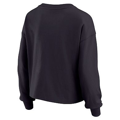 Women's WEAR by Erin Andrews Navy Houston Texans Heavy Rugby Jersey Long Sleeve T-Shirt & Shorts Lounge Set