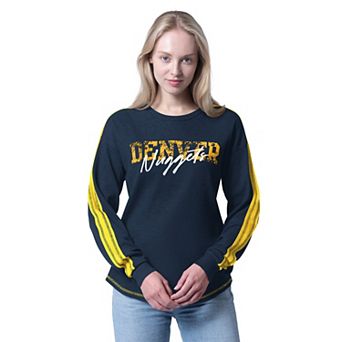 Women's G-III 4Her by Carl Banks Heather Navy Denver Nuggets Advantage Thermal Long Sleeve T-Shirt