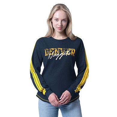 Women's G-III 4Her by Carl Banks Navy Denver Nuggets Advantage Tri-Blend Long Sleeve T-Shirt