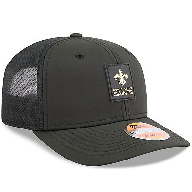 Men's New Era Black New Orleans Saints 2025 Sideline 9SEVENTY Trucker Adjustable Hat