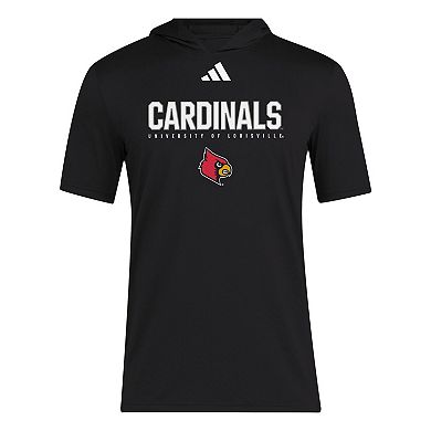 Men's adidas Black Louisville Cardinals 2025 AREOREADY Sideline Training Hooded T-Shirt