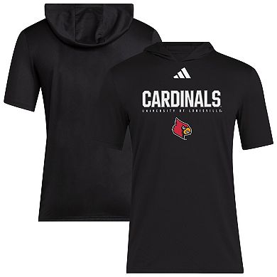 Men's adidas Black Louisville Cardinals 2025 AREOREADY Sideline Training Hooded T-Shirt